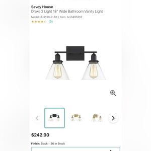 Savoy House - 2 Light Bath vanity light. New in box
